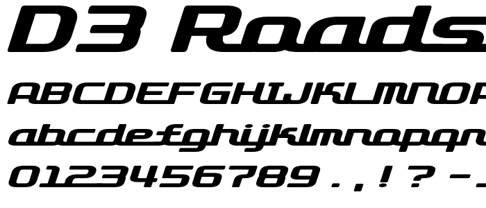 D3 Roadsterism Wide Italic font